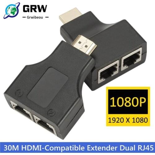 30M HDMI-Compatible Extender Dual RJ45 CAT5E CAT6 UTP LAN Ethernet HDMI-Compatible Repeater 1080P For PS3 STB HDTV HDPC