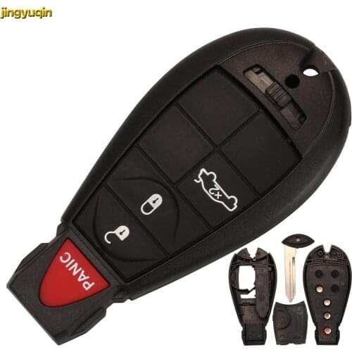 Jingyuqin Remote Car Key Shell For Jeep Grand Cherokee Chrysler 300 Town Country Dodge Challenger Journey 4BTNS w/ Battery Cover
