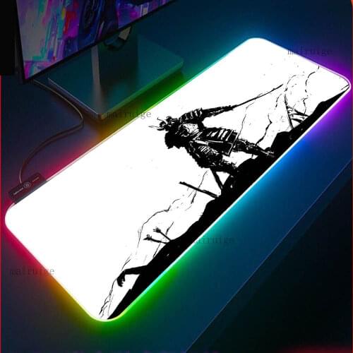 Movie Japans Last Samurai RGB Mousepad XXL Gaming Accessories with USB Rubber Anti-skid Pad Gamer Notebook PC LED Keyboard Mat