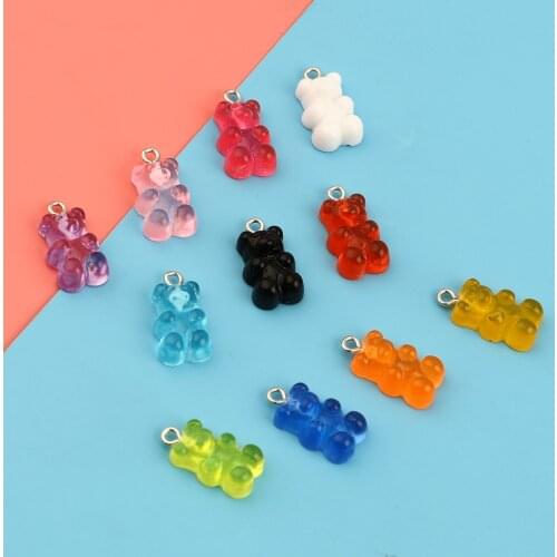 20pcs Cute Resin Gummy Candy Bear Pendant Charms For Necklace Bracelet Earrings Jewelry Making Diy Findings Bears Christmas Gift
