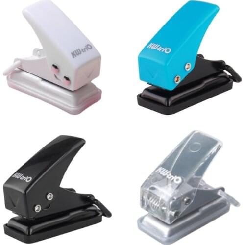 87HA Cute Single Round Hole Puncher with Confetti Storage Bin Manual Punching for DIY Loose-leaf Refill Paper School Office