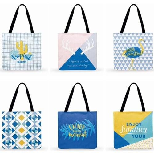 Morandi Abstract Art Printed Tote Bag Fresh Women Casual Tote Ladies Shoulder Bag Foldable Shopping Bag Reusable Beach Bags