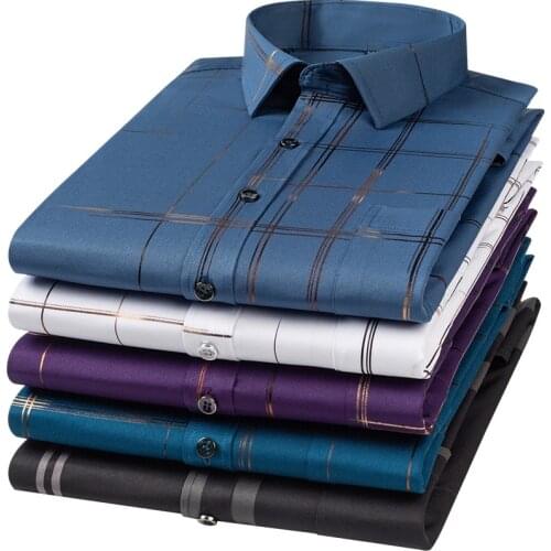 Mens Fashion Shirt Holiday Style Casual Stretch Long Sleeve Print Shirts Single Patch Pocket Standard-Fit Comfortable Soft Thin