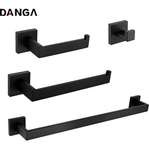 4 Pcs Hardware Set Towel Bar SUS304 Stainless Steel Wall Mounted Towel Holder Toilet Paper Holder Robe Hook Bathroom Accessories