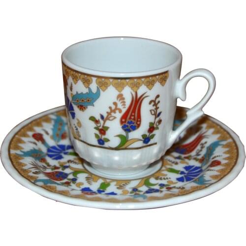 6x2 Gilded Porcelain Coffee Cup Set, Cup and Saucer Set, mug, cup, Table ware , Coffee ware