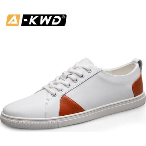 New Black White Fashion Shoes 2019 Heren Schoenen Light Men Sneakers Lace-UP Shoes Men Leather Casual Mens Shoes Genuine Leather