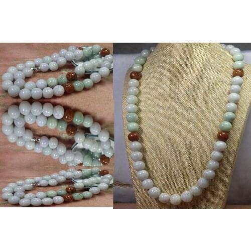 Certified Fine Jewelry Necklaces 3 Color 100% Natural A JADE Jadeite beads Necklace Necklace 23 inches