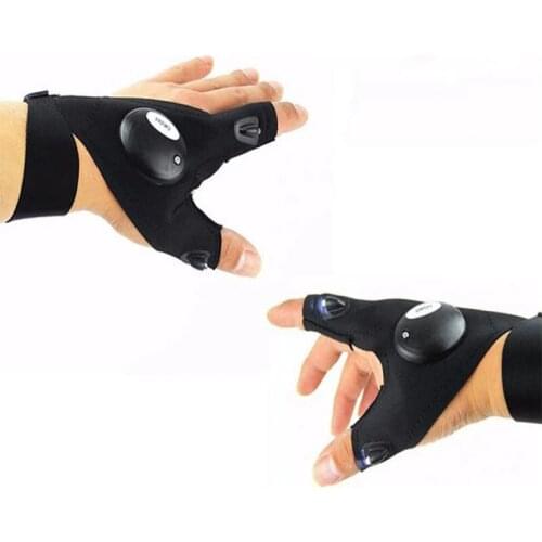 Night Fishing Glove with LED Light Rescue Tools Gear Fingerless Home Repair Gloves men half finger Flashlights Accessories