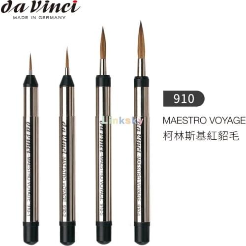 Da Vinci Travel Series 910 Maestro Portable Paint Brush, Round Kolinsky Red Sable with Retractable Handle, for illustration