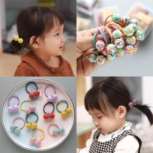10pcs/lot New Cute Cartoon Elastic Hair Bands Rubber Hair Rope Tie Girls Hair Scrunchie Ponytail Holder Gum Accessories