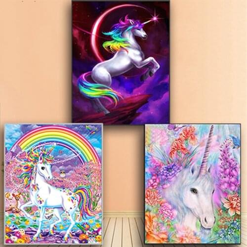 Paint By Numbers For Children Moonlight Unicorn DIY Oil Painting By Number With Frame Mural Kits Coloring Wall Art Picture Gift