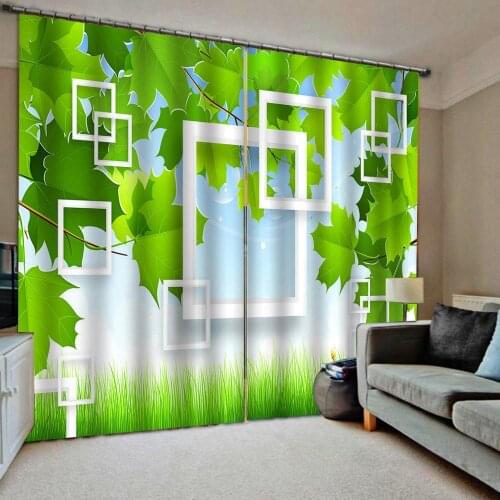 Green Curtain Luxury Blackout Window Curtain Living Room leaf curtain