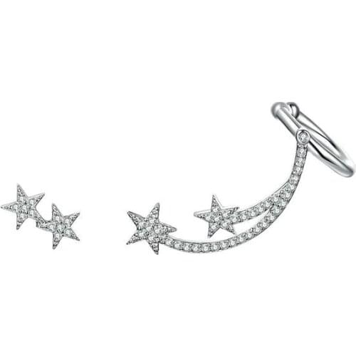 Pendientes de plata de ley 925 con forma de cometa y Estrella, joyería asimétrica, meteorito brillante, Circonia cúbica t