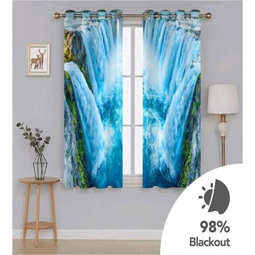 Modern Home Decor Waterfall landscape Printed 3d Blackout Curtain For Living room Bedroom Drapes Sets 2 Panels With Hooks
