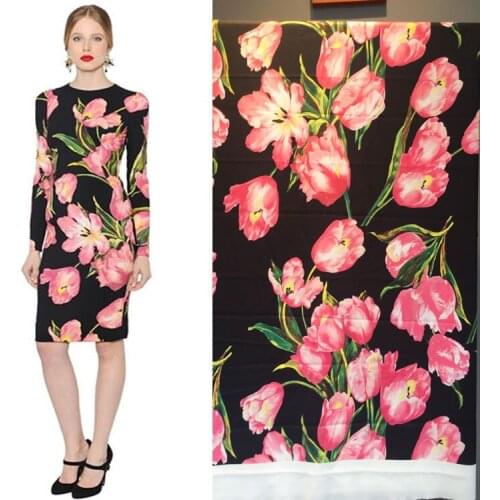 145cm*100cm designer printed fabric high-end womens summer printed fabric four-sided stretch polyester sewing skirt fabric