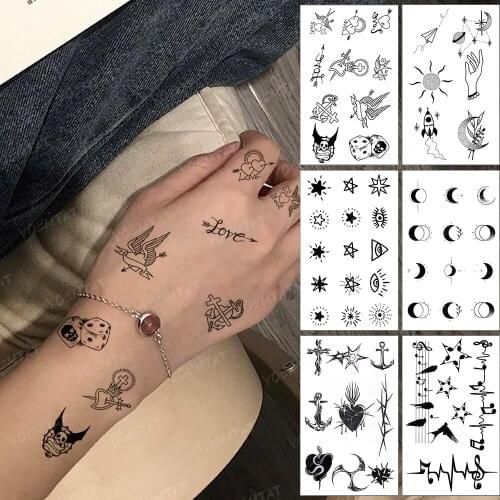 Waterproof Temporary Tattoo Sticker Wings Heart Cross Small Tatoo Finger Wrist Flash Tatto Woman Man Child Fake Tattoos