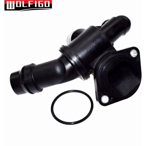 WOLFIGO New Engine Coolant Thermostat & Housing Assembly For VW Golf Jetta Passat Audi A3 06-10 06F121111F