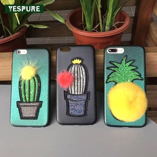 YESPURE Fancy Bling Glitter Cell Phone Case for Iphone 7plus Snake Pattern Soft Mobile Fundas Cute Cactus Drop Shipping