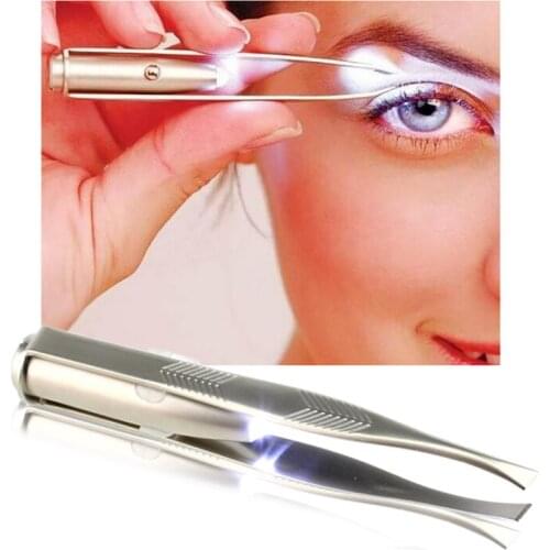 1pc Stainless Steel LED Tweezer Eyelash Eyebrow Eyes Hair Remover Tools P1
