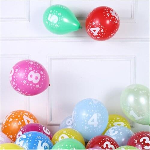10 pcs 12 Inch Printing Numbers 0-9 Latex Balloon Childrens Day Birthday Wedding Party Wedding Room Layout