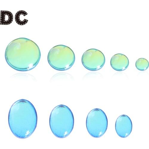 10pcs/lot Dia 6-20mm AB-Colorful Glass Cabochon Transparent Flat Cabochon Fit Blank Ring Pendant Tray For DIY Jewelry Making