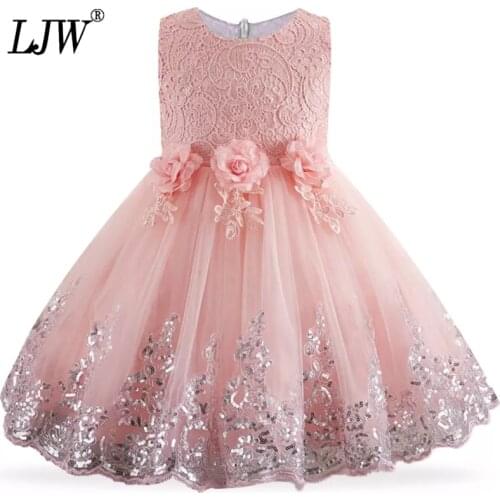 2020 Summer Dress for Children Flower Girls Dress Sleeveless lace Party Wedding Dress Elegent Princess Vestidos