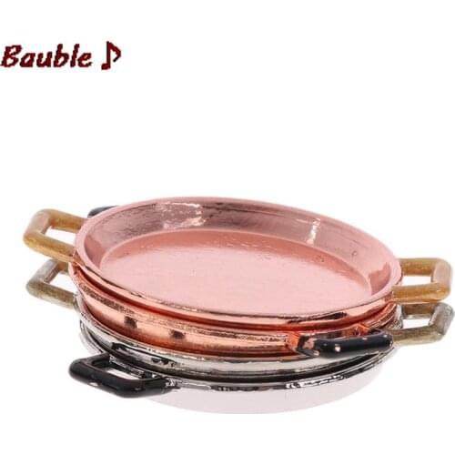 3 x Dollhouse Miniature Metal Frying Pans Cooking Pot Cookware Kitchen Accessory