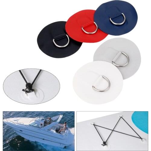 4 Pcs 316 Stainless Steel & PVC boat Kayak D-ring Pad Patch For Raft Canoe Surfboard Kayak Inflatable Boats Marine Hardware