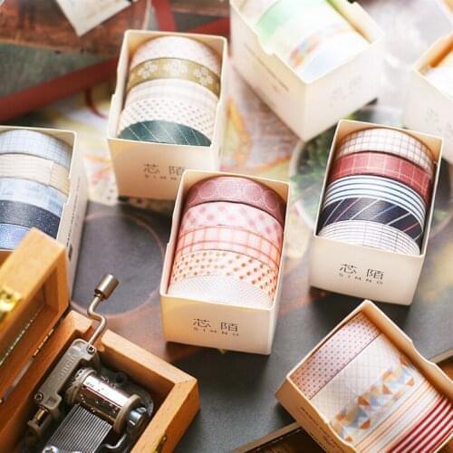 5pcs/set Fashion Tape Office Students Paper DIY Planner Masking Tape Adhesive Tapes Stickers Decorative Stationery Tapes