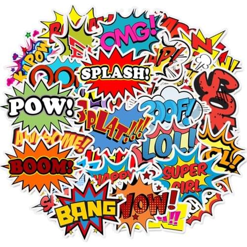 50Pcs Pop Style Buzzword Sticker Toys for Children Creative Text to DIY Scrapbook Laptop Suitcase Bike Stickers