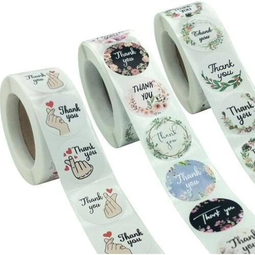 500pcs Stickers Thank You Flowers Heart Wedding Gifts Decor Seal Labels Kids Reward Diary Scrapbook Stationery Sticker