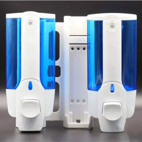 700ML Dual Head Wall Mount Shower Bath Washing Lotion Soap Shampoo Dispenser