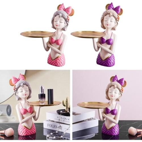 Abstract Mermaid Figurine Holding Storage Tray for Home Office Decoration
