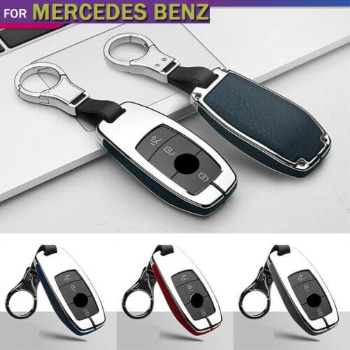 Zinc Alloy+Leather Car Remote Key Case Shell for Mercedes Benz E Class W213 E200 E260 E300 E320 Protective Key Cover Fob Holder