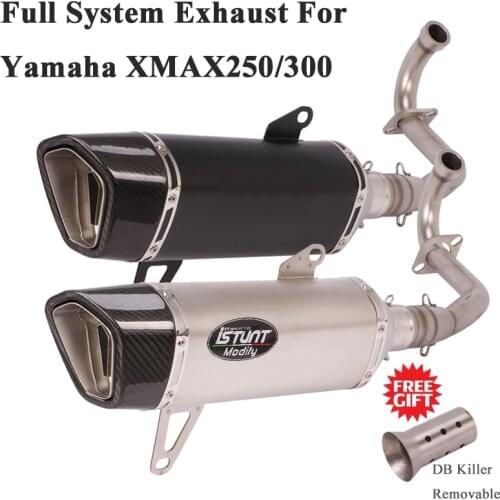 For Yamaha XMAX250 XMAX300 XMAX 250 300 Motorcycle Full System Exhaust Escape Modified Front Link Pipe Carbon Muffler DB Killer