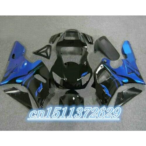 Dor-black flame blue for YZFR1 98-99 YZF R1 1998-1999 98 99 YZF-R1 1998 1999 ABS full motorcycle fairing kit D