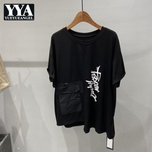 2021 Summer Mens New Vintage O-Neck Short Sleeve Pockets Print Design Pullover Loose Fashion Casual Male T-Shirts High Street