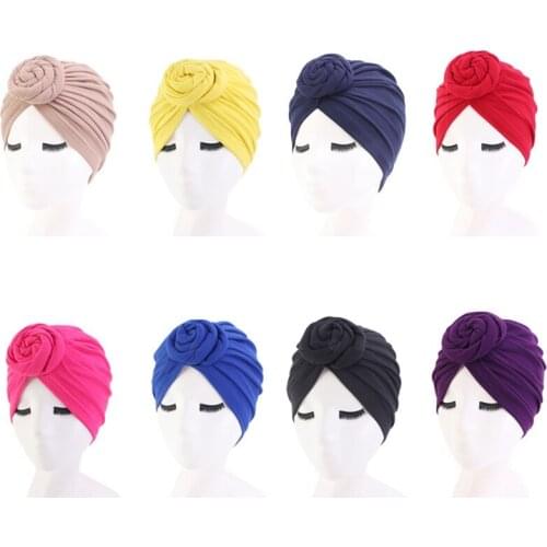 Cotton Turban Hat Hijab Twist Knot Chemo Cap Stretch Beanie Head Wrap Hair Loss Headwear Muslim Cover Bonnet Bonnet