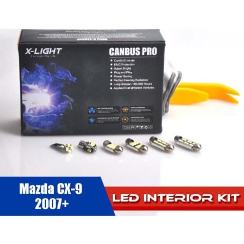 9x Canbus Pro Xenon White Premium LED Interior Light Kit for 2007 - Present Mazda CX-9 with install tool 5630SMD