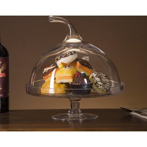 Creative Glass Pumpkin Cake Stand Compote Decorative Dessert Serving Tray with Cover Tableware and Glassware Utensil Accessories