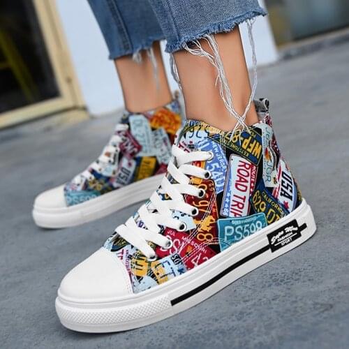 Men Casual Shoes Anime Cartoon joint original Women Canvas shoes graffiti high-top shoes Lace-up Comfortable Fashion Sneakers