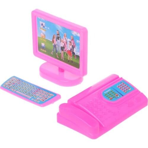 Modern Computer Dollhouse Miniature Furniture For Babie Doll Kid Toy Girl Gift 30cm Dolls Accessories