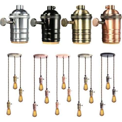 Multicolor Retro Vintage Industrial Lamp Aluminum Light Bulb Holder Antique E27 Fitting Lighting Metal Chandelier Accessories