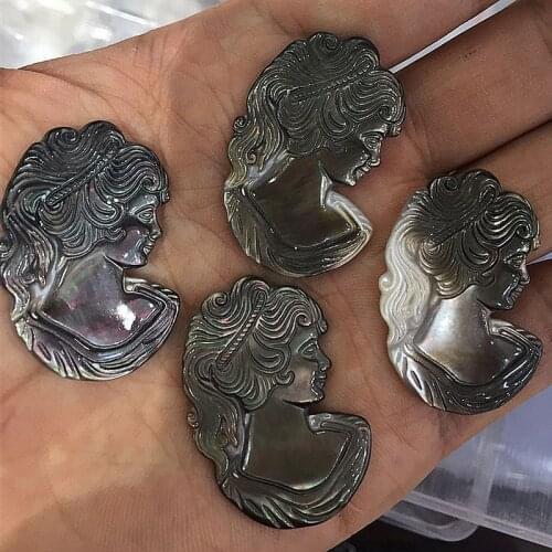 Fashion Black Natural Shell Hand-Carved Virgin Mary Angel Beads For Making DIY Jewelry Pendant Finding Beads Jewelry Accessories