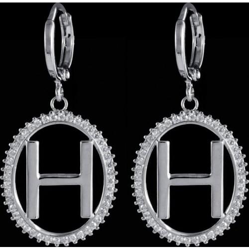 Fashionable high - grade English letter H zircon earrings, suitable for women/girls wedding earrings. ER-229