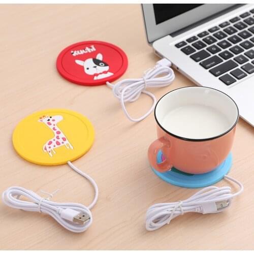 Cartoon Silica Gel Heating Coasters Portable USB Milk Tea Thermos Coasters Non-slip Silica Gel Cup Accessories