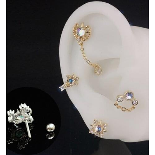 New 1Pc 20g Cz Ear Studs Helix Piercing Cartilage Earring Conch Rook Tragus Stud Ear Piercing Jewelry