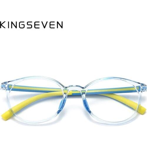 KINGSEVEN Kids Anti Blue Light Glasses Glare Filter Children Eyeglasses Girl Boy Optical Frame Blocking Clear Lenses