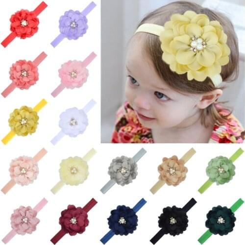 Wholesa 50Pcs Baby Girl Headband Infant Hair Accessories Chiffon Cloth Tiara Gift Toddlers Newborn Headwrap Free Shipping