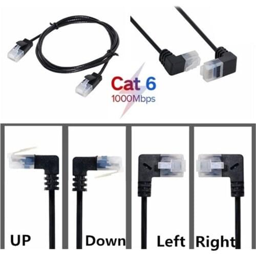 Superfine Ultra Slim Cat6 Ethernet Cable RJ45 Right Left Up Down 90 Degree Angle UTP Network Patch Cord Cat6a Lan Short Cable